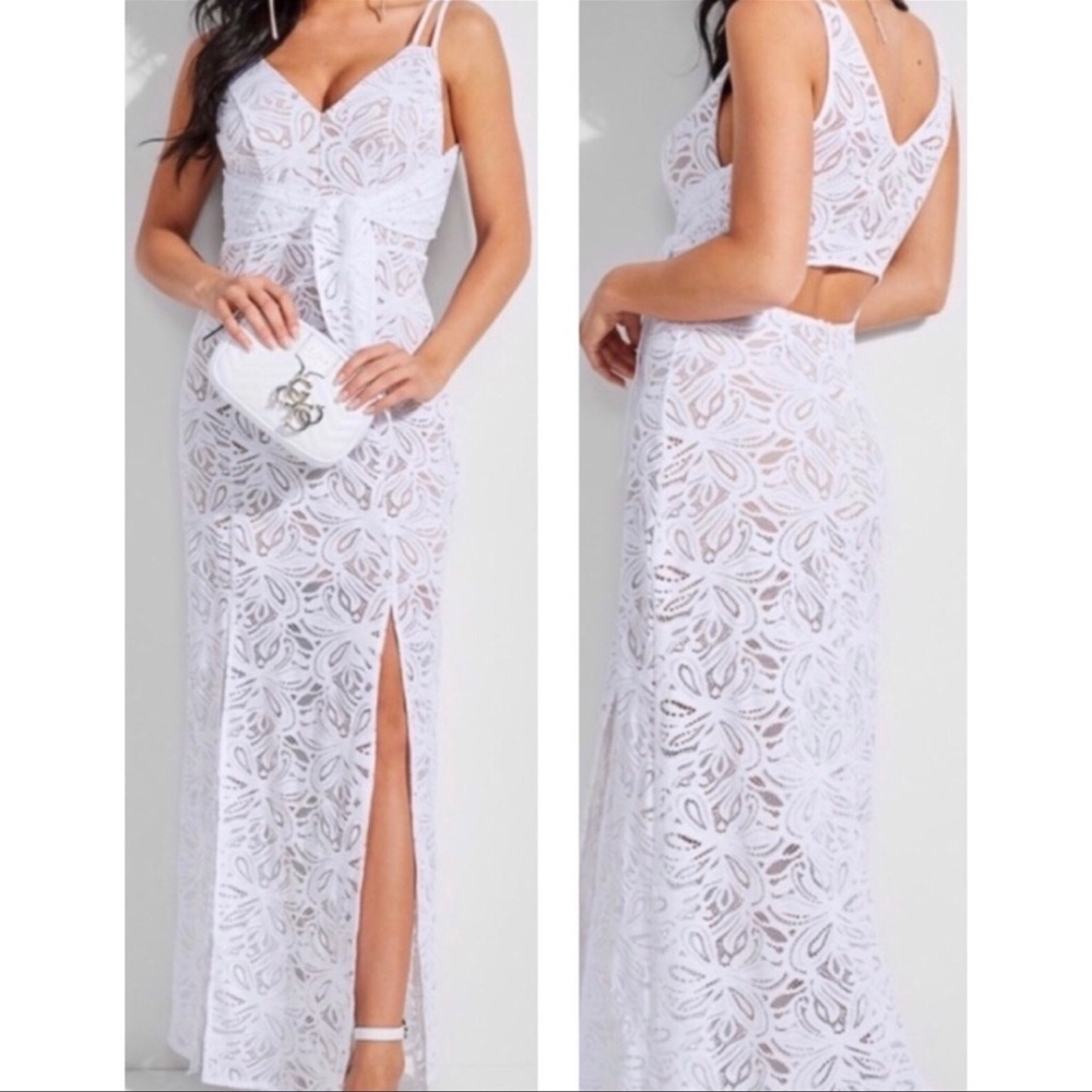Guess White Lace Zandra Maxi Dress Size XS